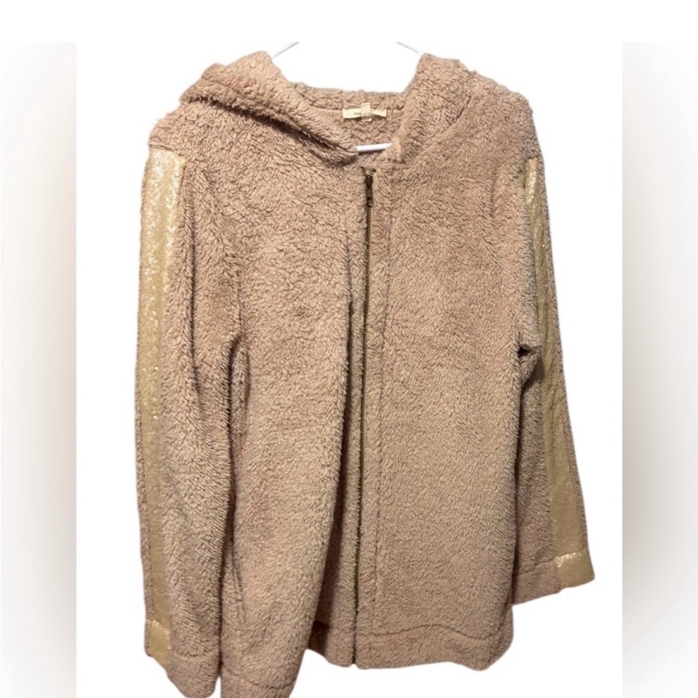 Mystree Tan Teddy Jacket with Gold Accents